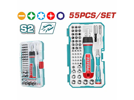 Juego de Destornillador Híbrido y Puntas 55 Pzs TOTAL TACSD30556 - Foto 2 | aztools.co