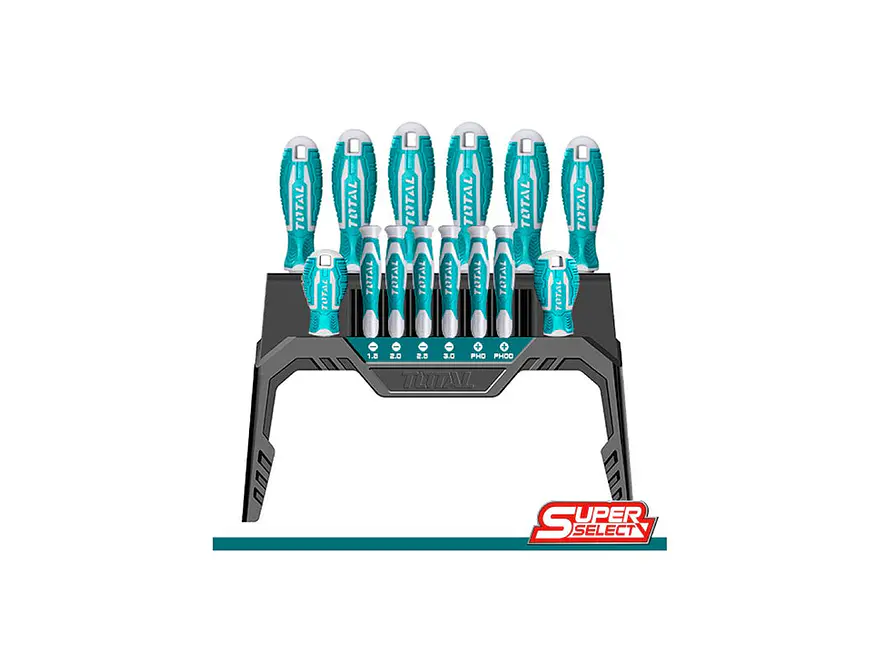 Juego de Destornilladores 14 Pzs Cromo Vanadio TOTAL THT250614 - Foto 1 | aztools.co