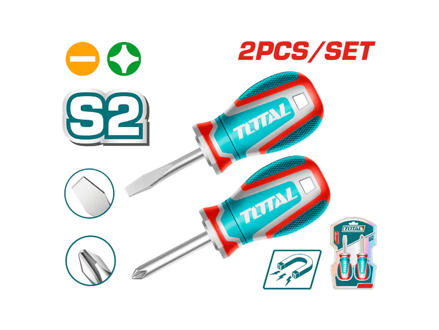 Juego de Destornilladores Cortos S2 2 Pzs SUPER TOTAL TKSDS2226 - Envío a todo Colombia | aztools.co