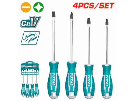 Juego de Destornilladores Cromo Vanadio 4 Pzs TOTAL THT250604 - Foto 3 | aztools.co