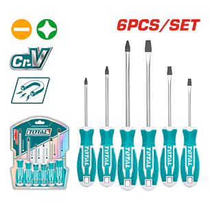 Juego de Destornilladores Cromo Vanadio 6 Pzs TOTAL THT250606