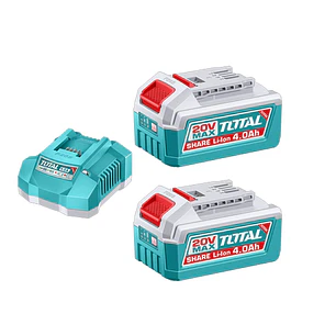 KIT DE 2 BATERIAS 4.0AH + CARGADOR DE 20V INDUSTRIAL TOTAL (UTFBCPK2013)