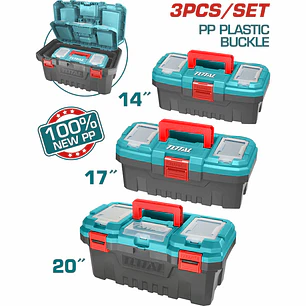 Juego de Cajas de Herramientas Plásticas 3 Pzs TOTAL TPBXK0031