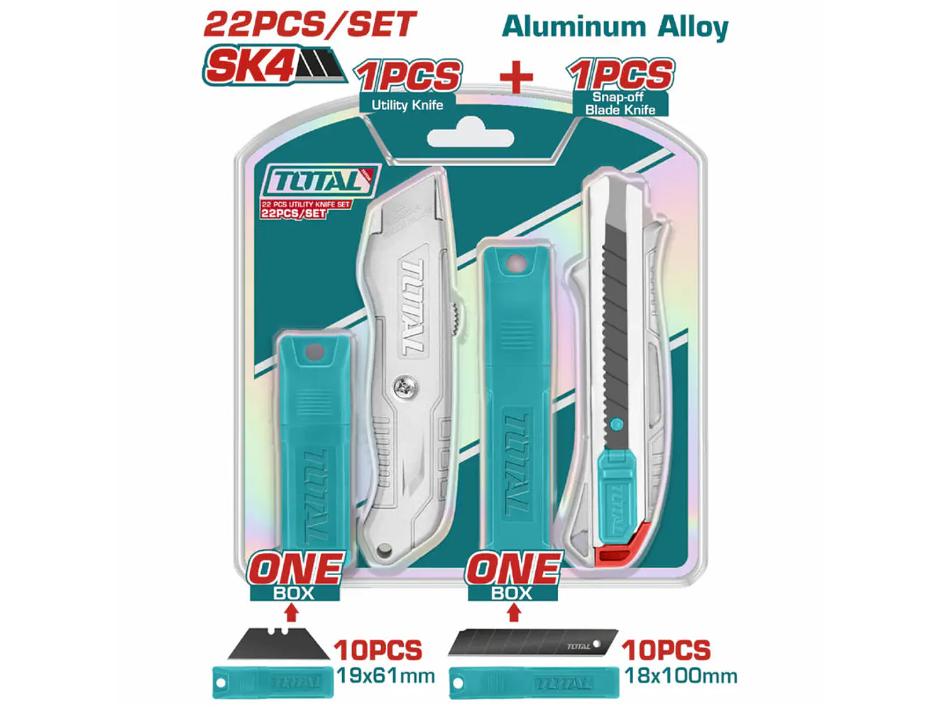 Juego de Bisturí Aluminio 2 Pzs con 20 Repuestos TOTAL THT515226 - Envío a todo Colombia | aztools.co