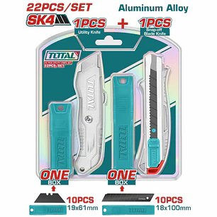 Juego de Bisturí Aluminio 2 Pzs con 20 Repuestos TOTAL THT515226