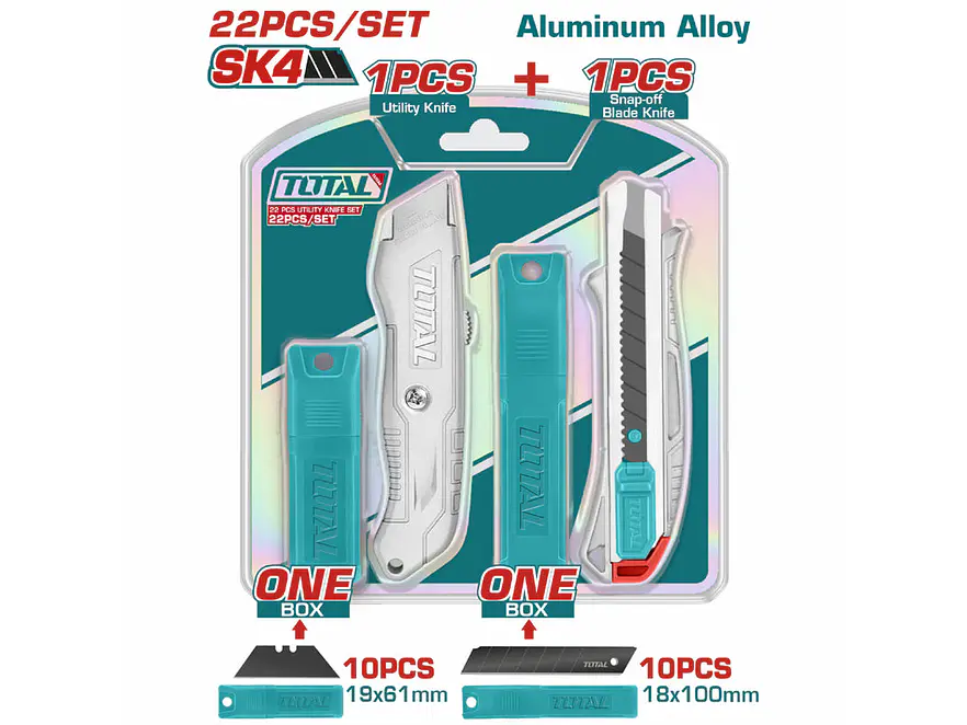Juego de Bisturí Aluminio 2 Pzs con 20 Repuestos TOTAL THT515226 - Envío a todo Colombia | aztools.co