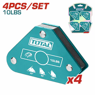 Mini Escuadras Magnéticas para Soldar 10 lbs TOTAL 3 Ángulos 4 Pzs - TAMWH4001