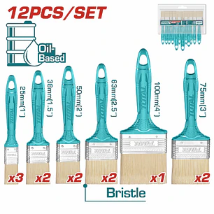Juego de Brochas para Pintura 12 Pzs TOTAL Industrial - THT84501201