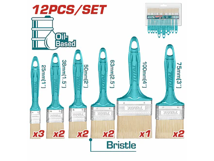 Juego de Brochas para Pintura 12 Pzs TOTAL Industrial - THT84501201 - Envío a todo Colombia | aztools.co