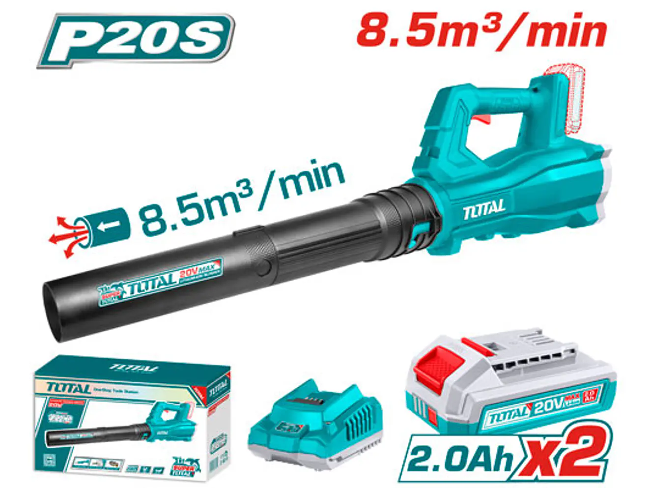 SOPLADORA INALAMBRICA 20V INCLUYE 2 BATERIA 2.0AH Y CARGADOR TOTAL (UTABLI203232) - Envío a todo Colombia | aztools.co