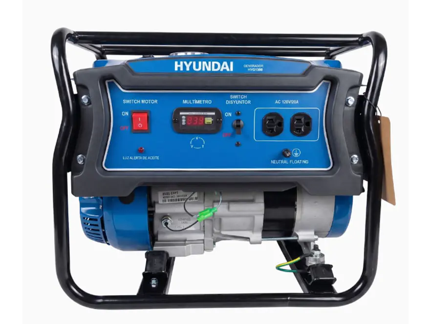Planta Eléctrica Hyundai HYDG1500 1590Watts a Gasolina Monofásica 120v - Foto 1 | aztools.co