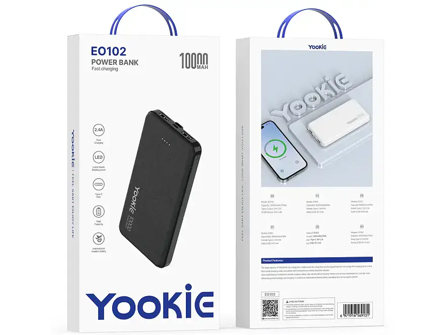Power Bank YOOKIE EO102 10000mAh Carga Rápida  - Foto 2 | aztools.co