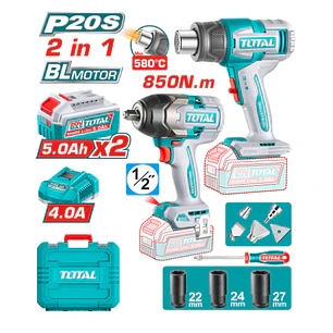 Combo Inalámbrico 20V TOTAL Pistola Impacto 850Nm y Calor - UTOSLI260381