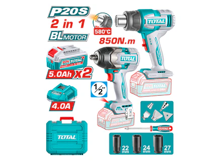 Combo Inalámbrico 20V TOTAL Pistola Impacto 850Nm y Calor - UTOSLI260381 - Envío a todo Colombia | aztools.co