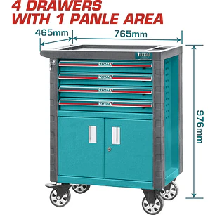 Gabinete  Porta Herramientas 4 Cajones con Ruedas TOTAL THRC01041