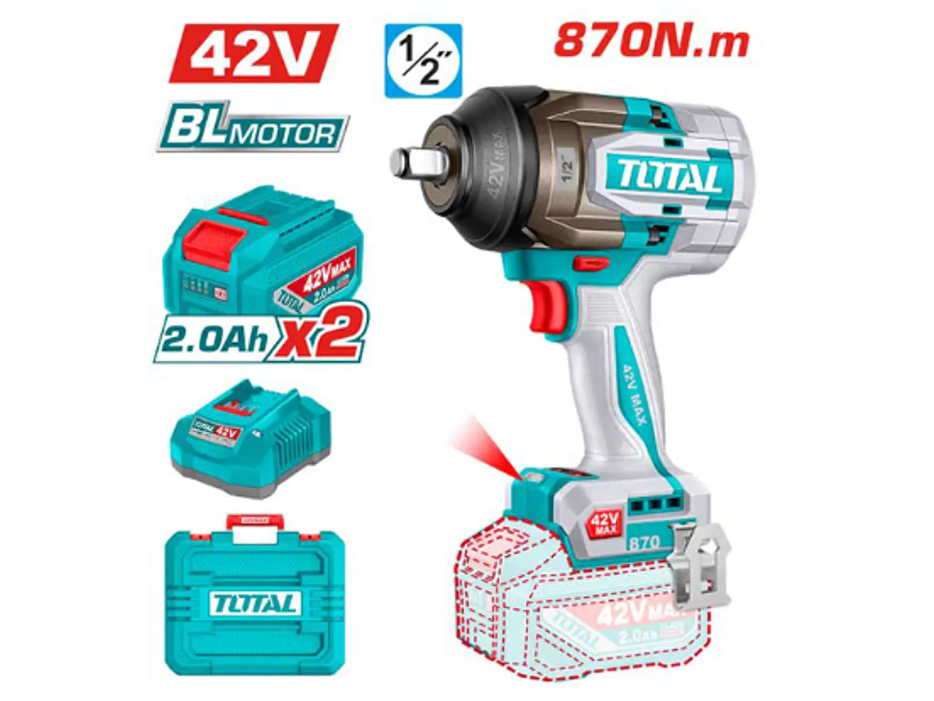 Llave de Impacto Inalámbrica 1/2