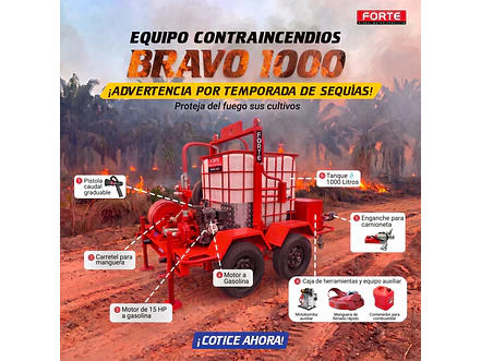 Motobomba de Alta Presión FORTE Bravo 1000 15HP Altura 155m 2”x2” Hierro - Foto 3 | aztools.co