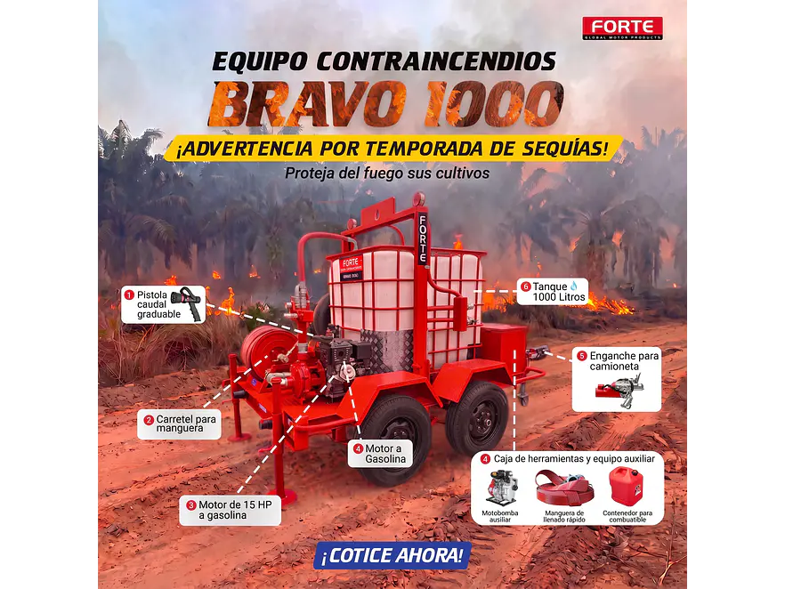 Motobomba de Alta Presión FORTE Bravo 1000 15HP Altura 155m 2”x2” Hierro - Foto 3 | aztools.co