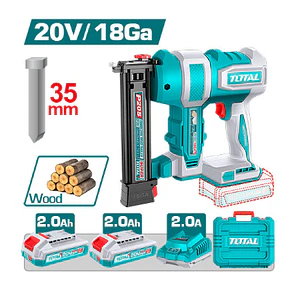 CLAVADORA INALAMBRICA MADERA 35MM 20V INCLUYE 2 BATERIAS 2.0AH , CARGADOR Y ACCESORIOS INDUSTRIAL SUPER TOTAL (UTCBNLI20686)