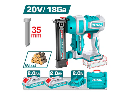 CLAVADORA INALAMBRICA MADERA 35MM 20V INCLUYE 2 BATERIAS 2.0AH , CARGADOR Y ACCESORIOS INDUSTRIAL SUPER TOTAL (UTCBNLI20686) - Envío a todo Colombia | aztools.co