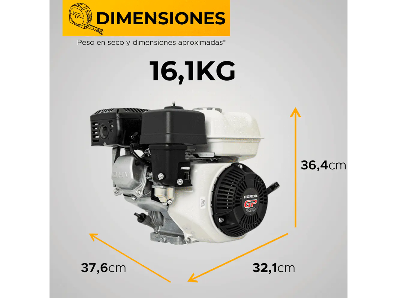 Motor a Gasolina Honda GP200H CH1 6.5HP 1800 RPM Eje Cuña 20mm Reductor - Foto 4 | aztools.co