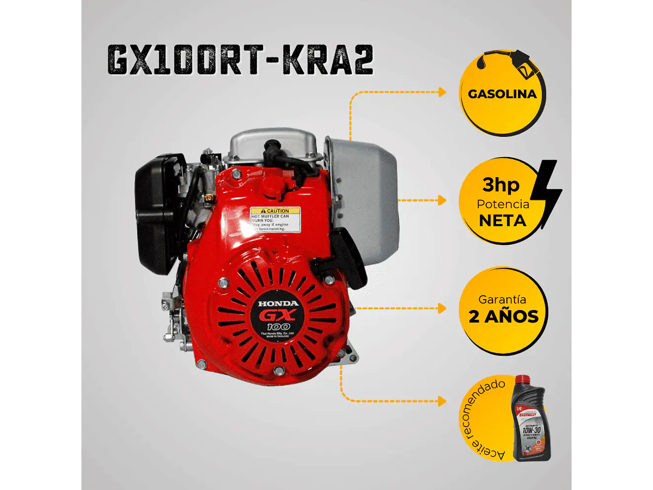 Motor a Gasolina Honda GX100RT KRA2 3HP Apisonador Embrague Centrífugo 78mm - Foto 4 | aztools.co