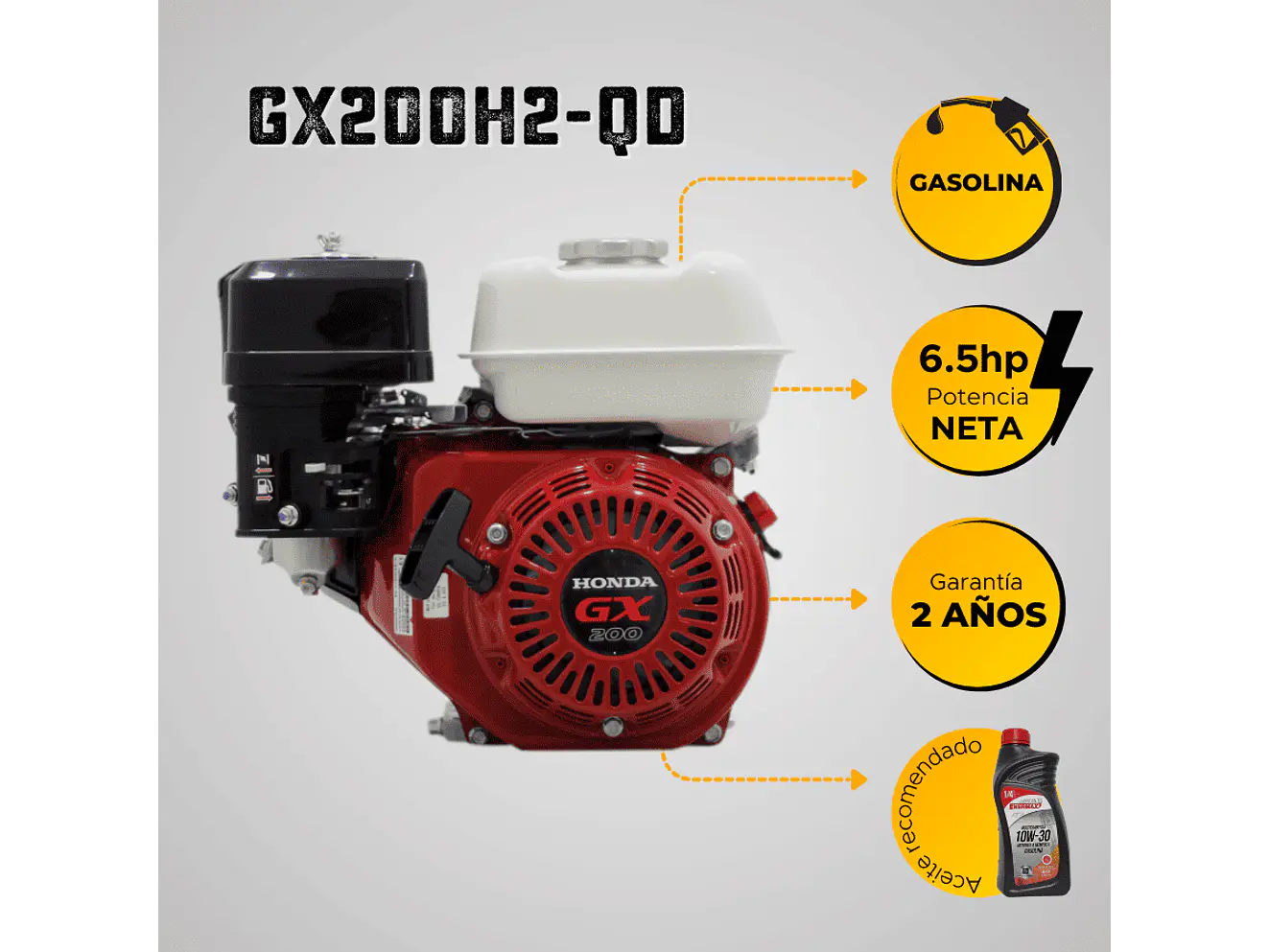 Motor a Gasolina Honda GX200H2 QD 6.5HP 3600RPM Filtro Semiseco Eje 3/4” - Foto 5 | aztools.co