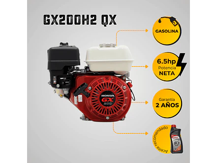 Motor a Gasolina Honda GX200H2 QX 6.5HP 3600RPM Alerta de Aceite Eje 3/4” - Foto 5 | aztools.co