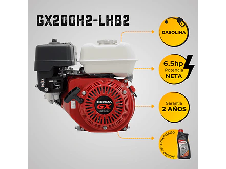Motor a Gasolina Honda GX200H2 LHB2 6.5HP 1800RPM Reductor Eje Cuña 20mm - Foto 6 | aztools.co