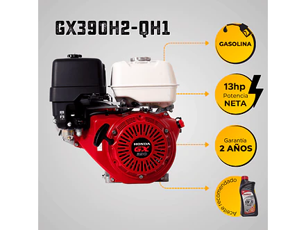 Motor a Gasolina Honda GX390H2 QH1 13HP 3600RPM Eje Cuña 1” Filtro Doble - Foto 5 | aztools.co