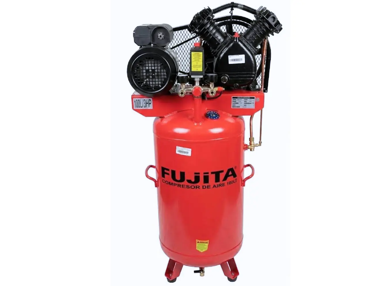 Compresor de Aire Vertical Fujita FAC3100L 100L 3HP  LW-0.25/8 Cabezal 2 Cilindros en V - Envío a todo Colombia | aztools.co