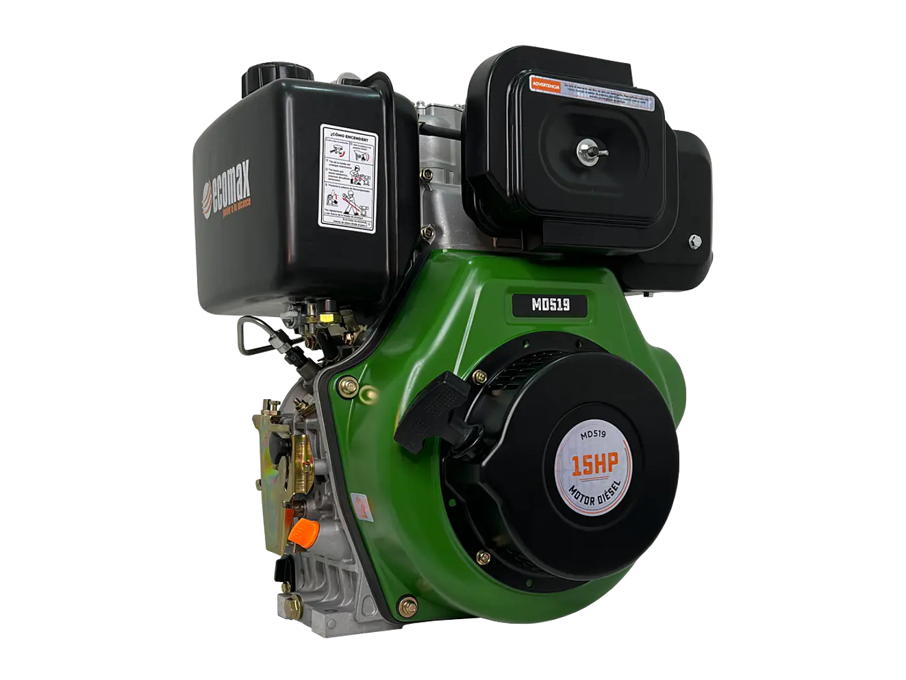 Motor Diésel Ecomax MD519QE-L 15HP 3600RPM Arranque Eléctrico Eje Cuña 1” - Foto 1 | aztools.co