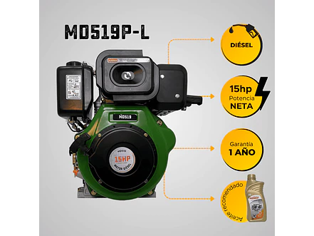 Motor Diésel Ecomax MD519P-L 15HP 3600RPM Eje Rosca 1” Filtro Doble - Foto 6 | aztools.co