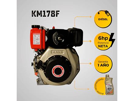 Motor Diésel Kama KM178F 6HP 3600RPM Eje Cuña 25mm Filtro Doble - Foto 6 | aztools.co