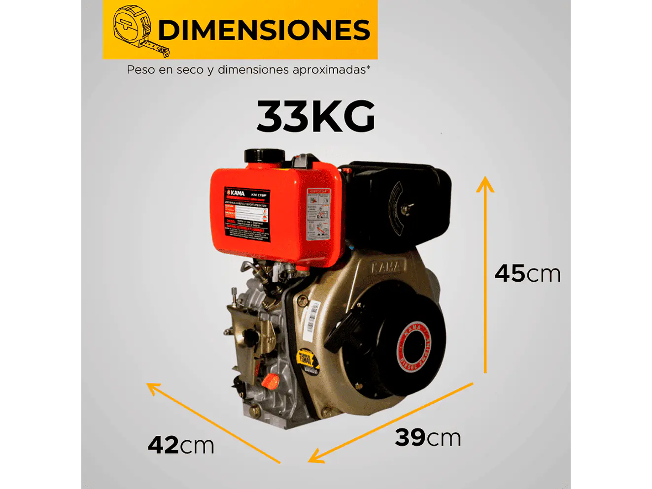Motor Diésel Kama KM178F 6HP 3600RPM Eje Cuña 25mm Filtro Doble - Foto 7 | aztools.co