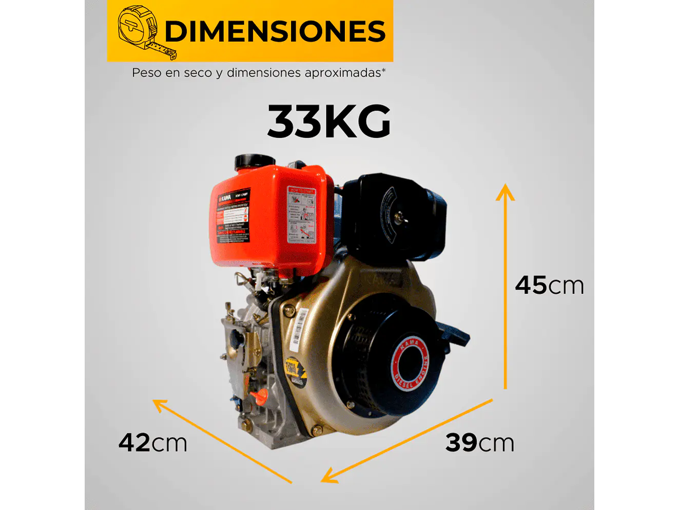 Motor Diésel Kama KM178FS 6HP 1800RPM Reductor Eje Cuña 25mm Filtro Doble - Foto 6 | aztools.co