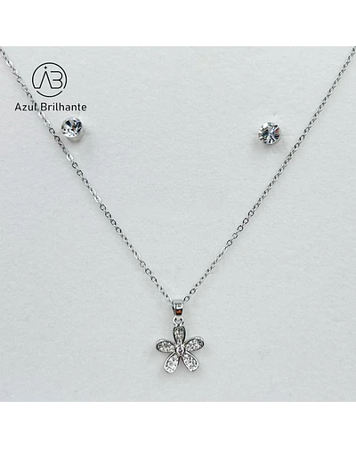 Set Colar & Brincos Flor