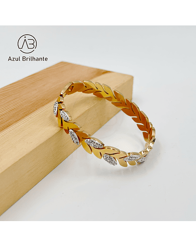 Bangle de Folhas-Aço