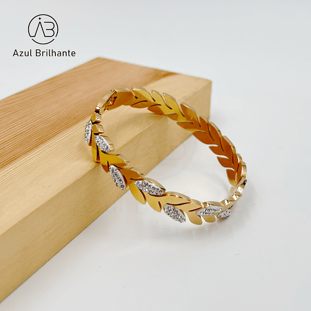 Bangle de Folhas-Aço