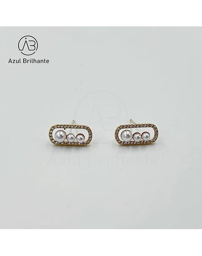 Brincos Ovais com Pérola