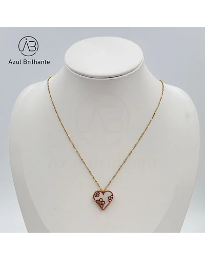 Colar de Coração com Flor