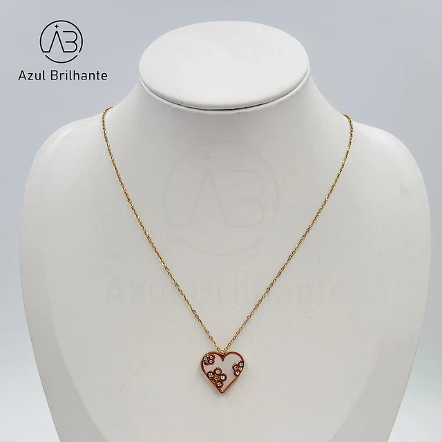 Colar de Coração com Flor 1