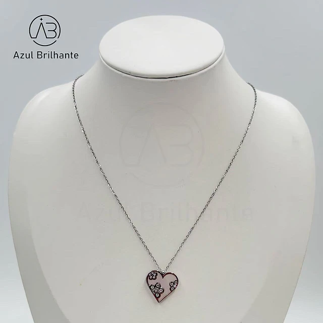 Colar de Coração com Flor 2