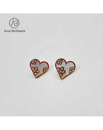 Brincos de Corações com Flor