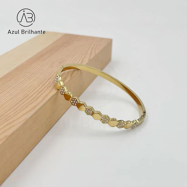 Bangle com Hexagonos- Aço 1