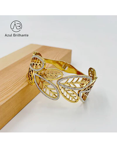 Bangle de Folhas-Aço