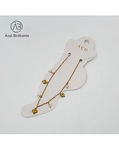 Pulseiras de Pé de Corações- Aço Inoxidável