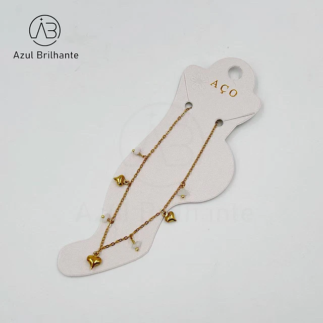 Pulseiras de Pé de Corações- Aço Inoxidável 1