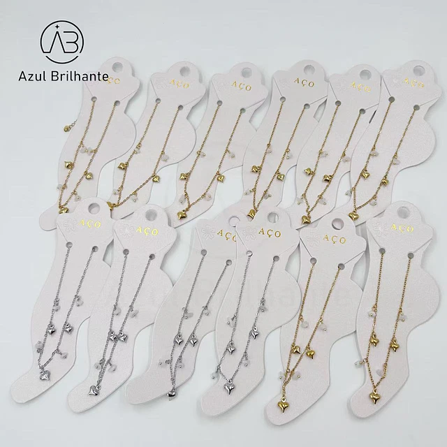 Pulseiras de Pé de Corações- Aço Inoxidável 2