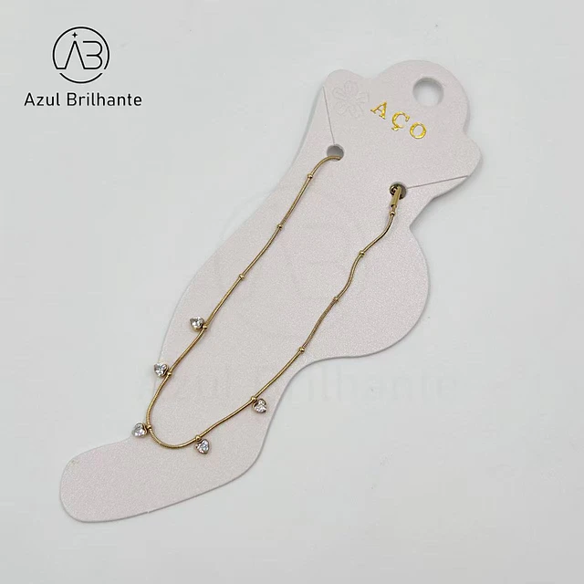 Pulseiras de Pé com Corações-Aço Inoxidável  1